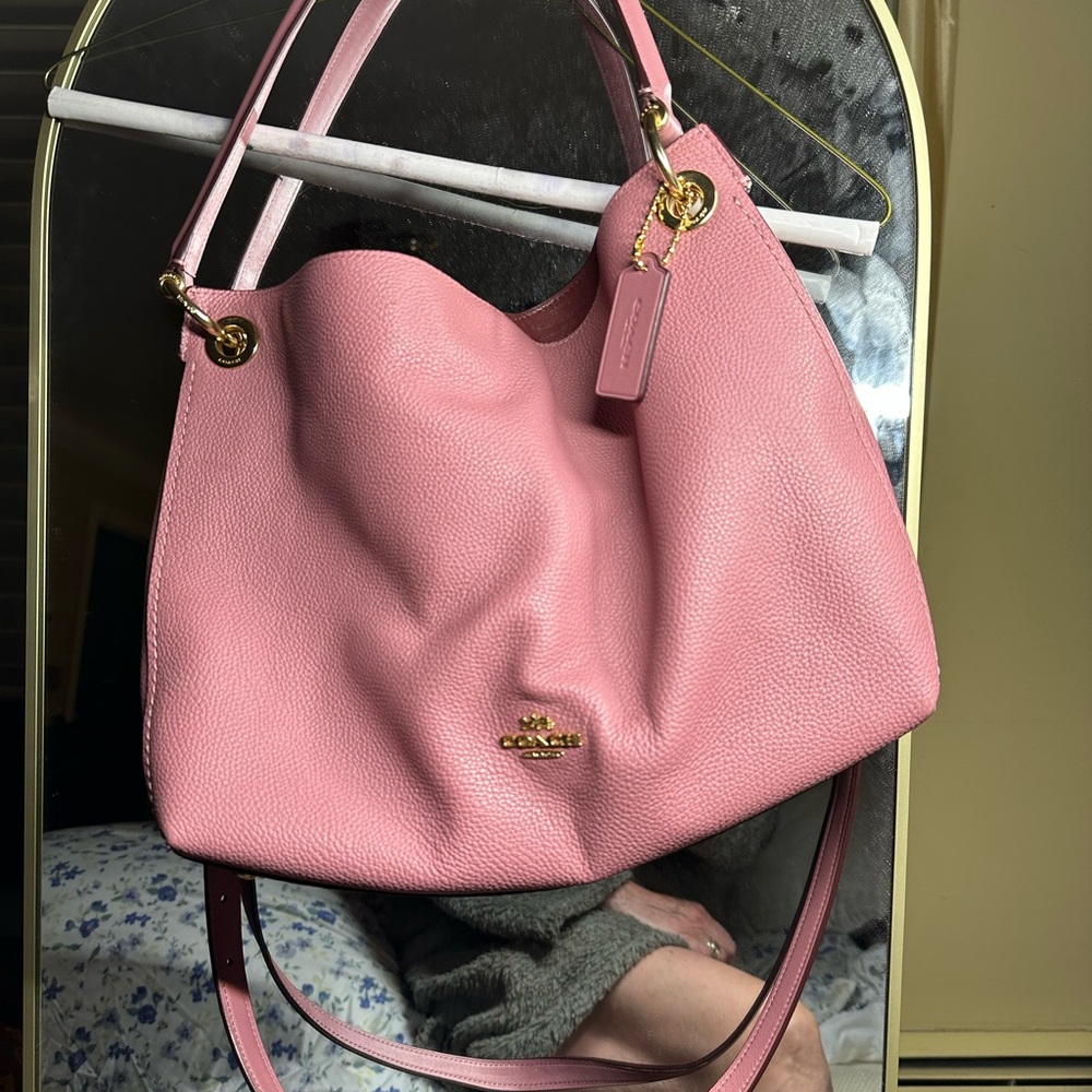 Coach Pink Pebbled Leather Shoulder Bag